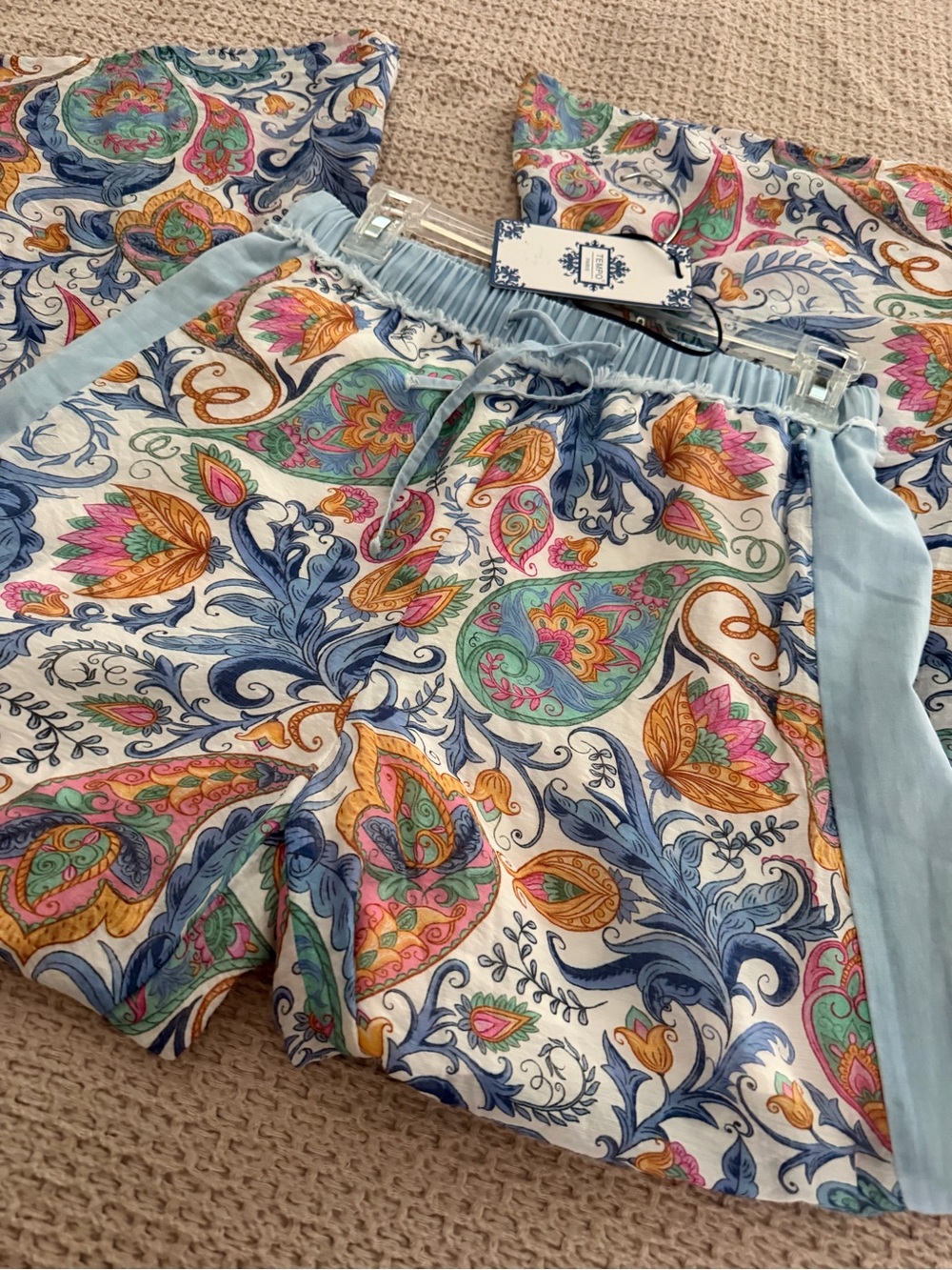 Light Blue Paisley Print Women's pants NWT